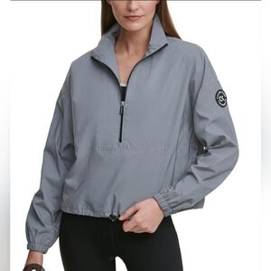 Calvin Klein Women's Reflective Performance Half Zip Pullover Jacket M Gray NWT